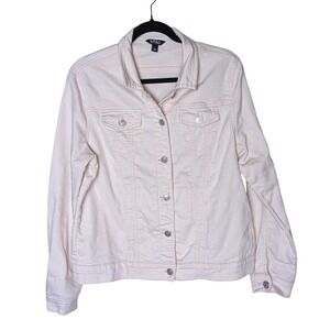 Buffalo David Bitton Women's Large Denim Jacket Baby Pink Jean Jacket Stretchy